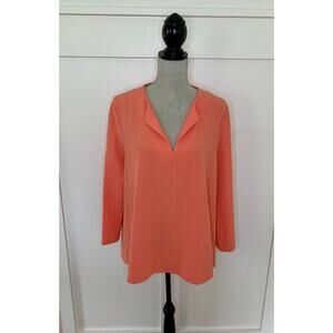 Antonelli Firenze Blouse Brema in Coral Size XXL V-Neck Zip Back Stretch Boho